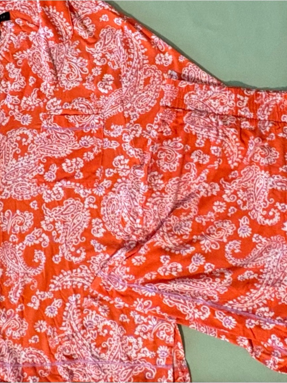 Soft pajama short set orange paisley print L NWT - Picture 3 of 7